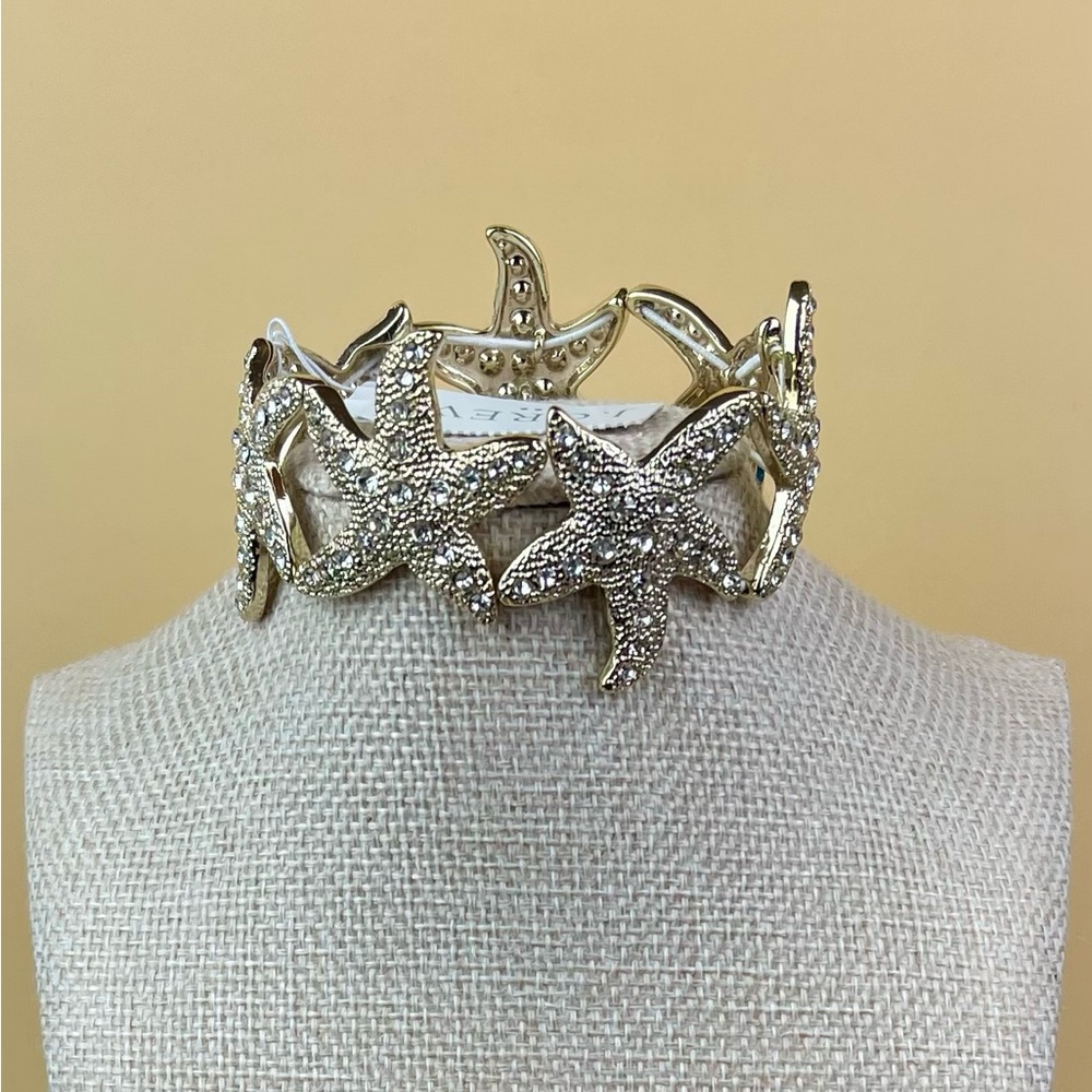 J Crew Gold Tone Starfish Link Stretch Bracelet